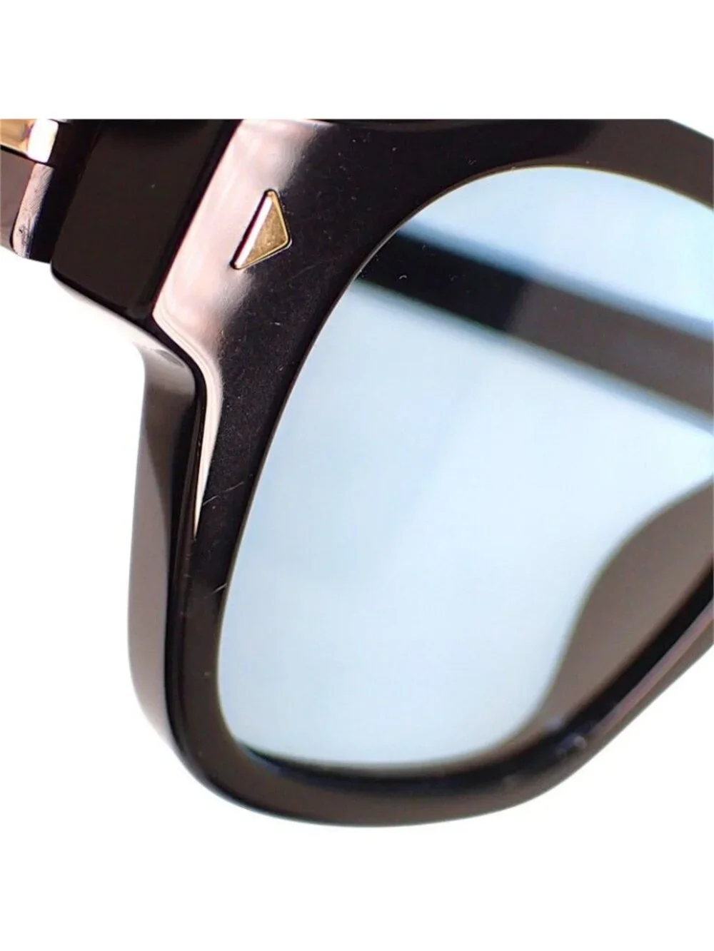 Prada Metal Plaque Sunglasses Eyewear Black Turquoise Blue Gold